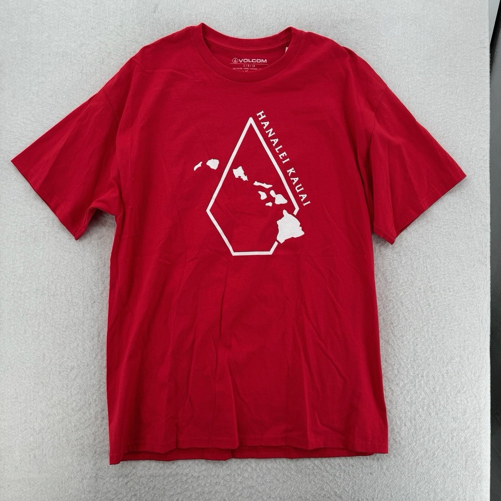 Volcom Hawaii T Shirt Mens Hanalei Kauai Red Cotton Surf Stone Islands Tee NWT